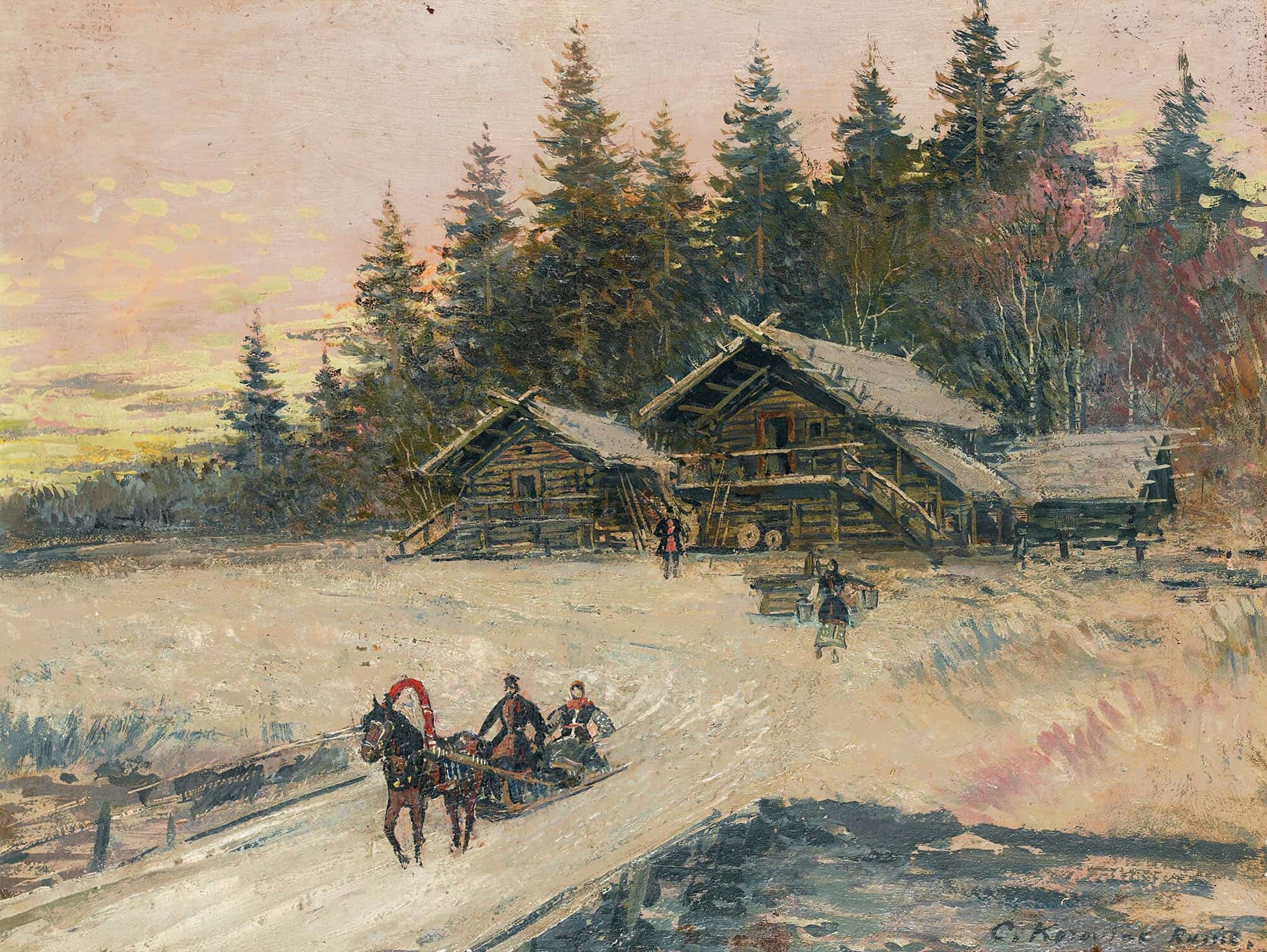 Winter Scene With Troika by Konstantin Alexeevich Korovin