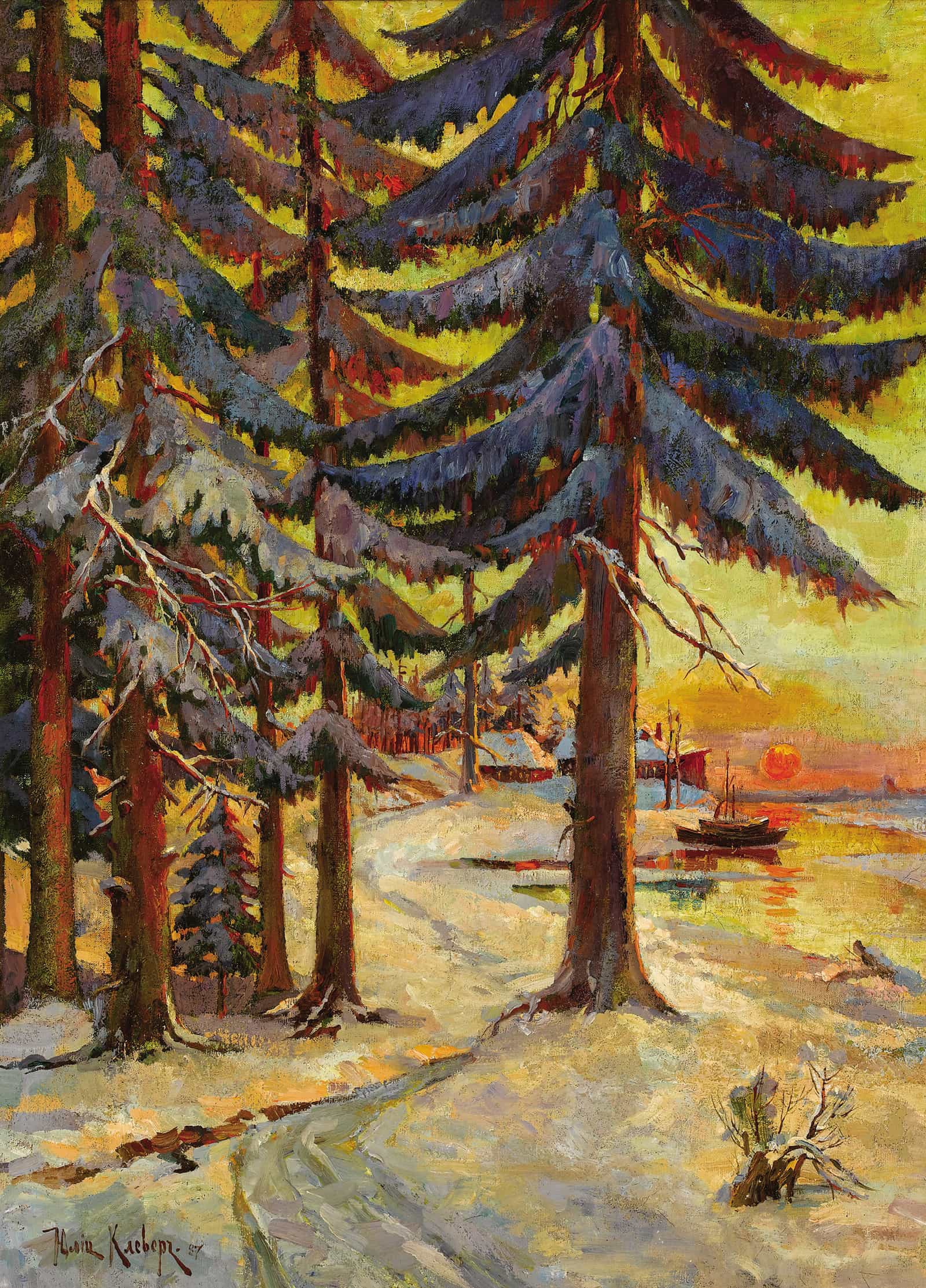 Winterstimmung Mit Saatkrahen by Julius Sergius Klever