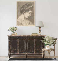 Woman Adjusting A Ribbon In Her Hair by Angelica Kauffmann