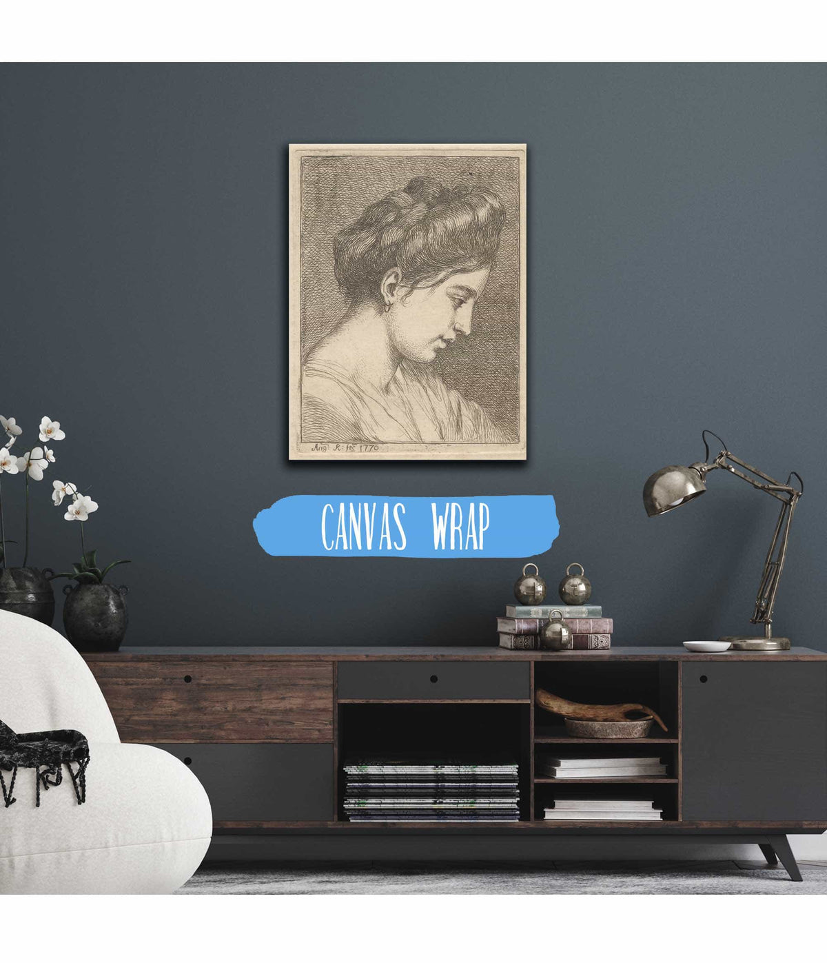 Woman Adjusting A Ribbon In Her Hair by Angelica Kauffmann