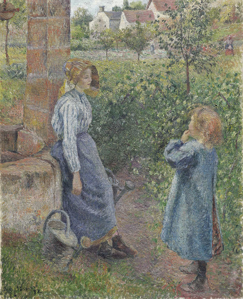Woman And Child At The Well by Camille Pissarro