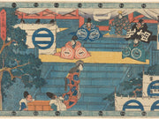 Woman And Treasure Bearers Kaoya And Of Helmets by Ando Hiroshige