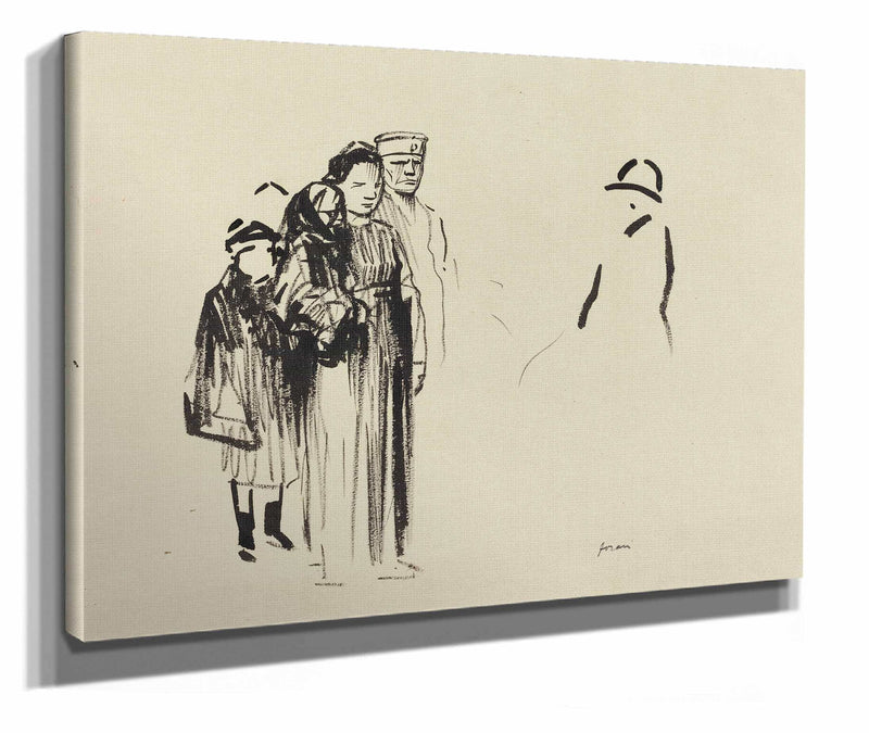 Woman And Two Children With German Soldiers by Jean Louis Forain