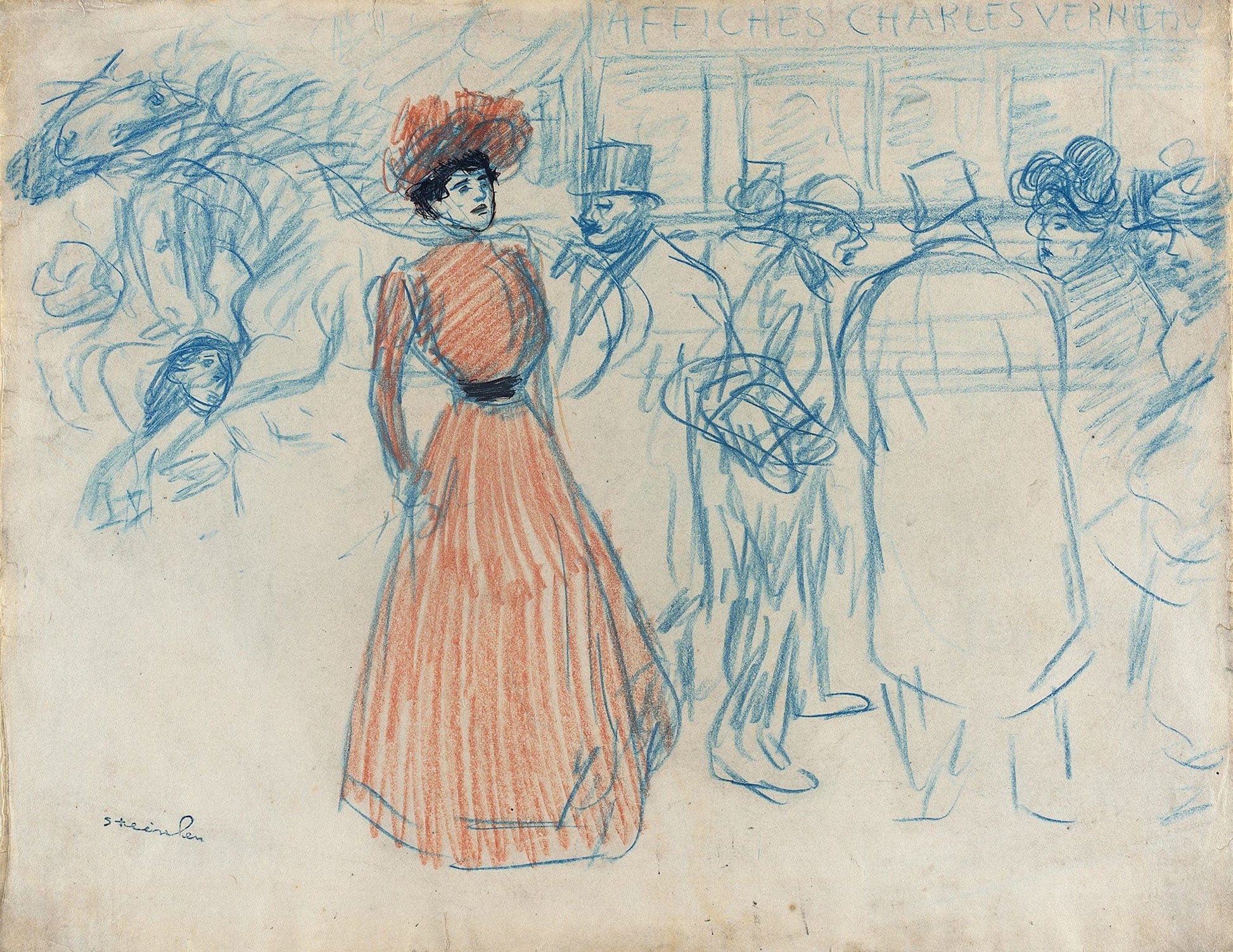 Woman At The Bus Stop by Theophile Alexandre Steinlen