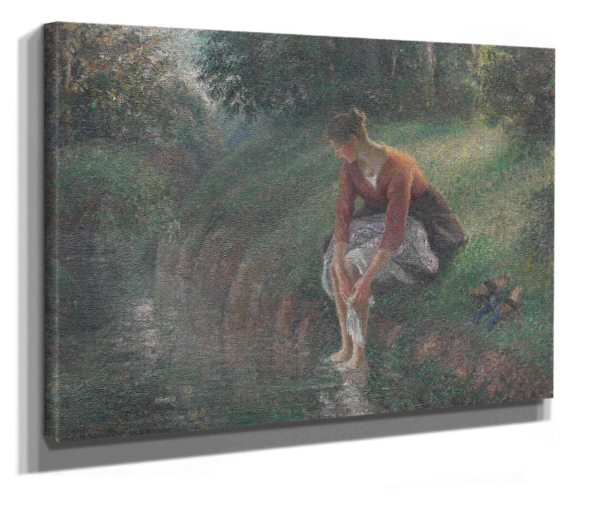 Woman Bathing Her Feet In A Brook by Camille Pissarro