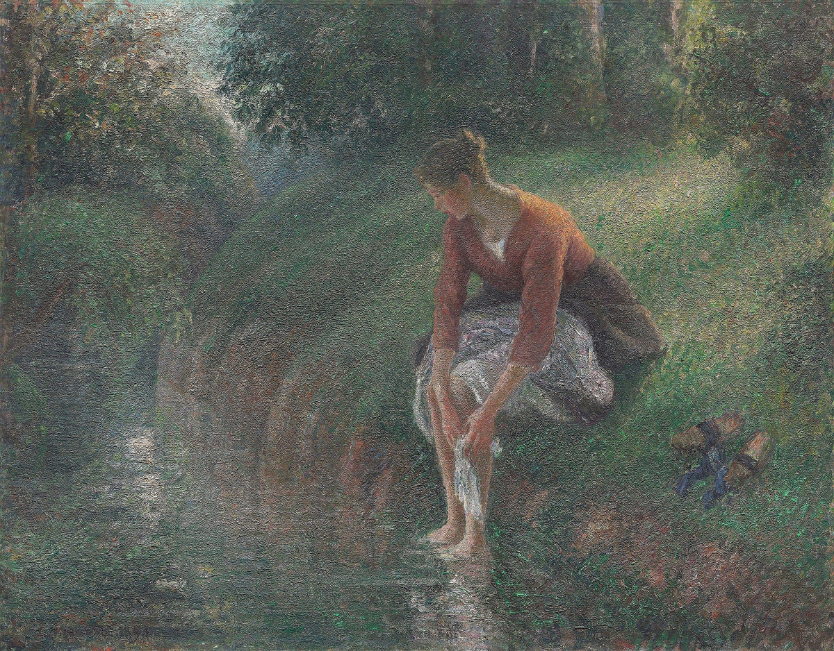 Woman Bathing Her Feet In A Brook by Camille Pissarro
