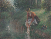 Woman Bathing Her Feet In A Brook by Camille Pissarro