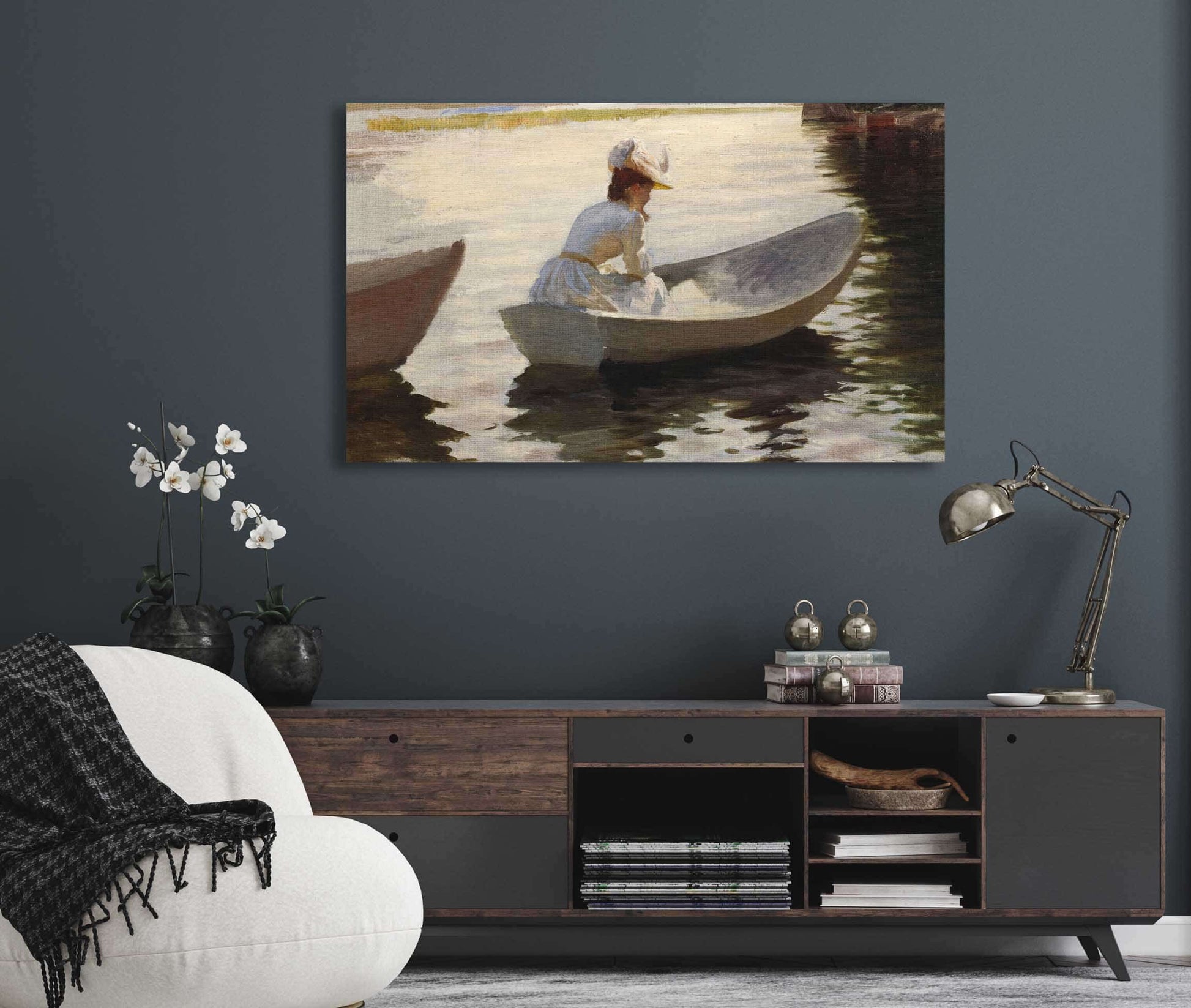Woman In A Boat By Albert Edelfelt