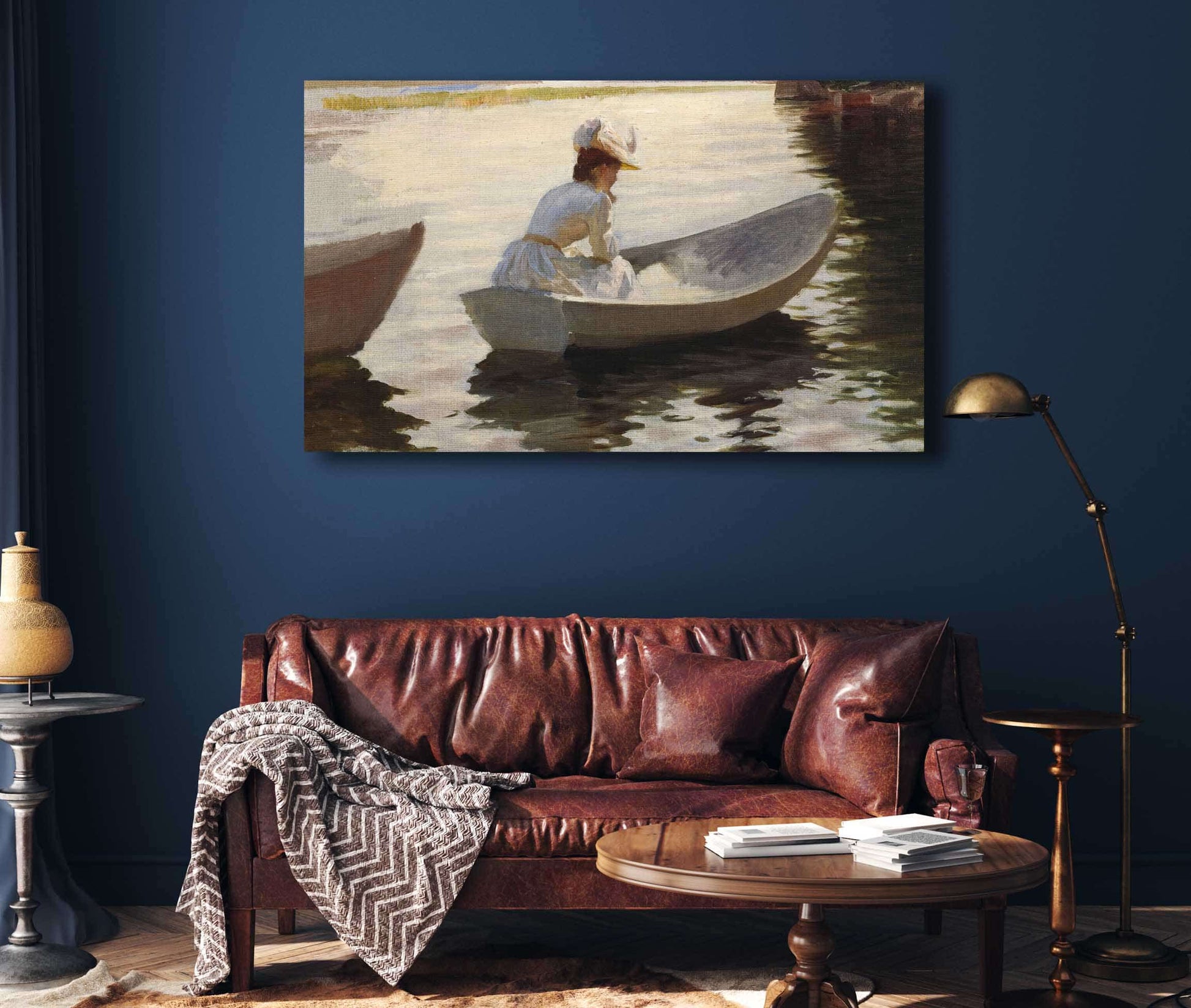 Woman In A Boat By Albert Edelfelt