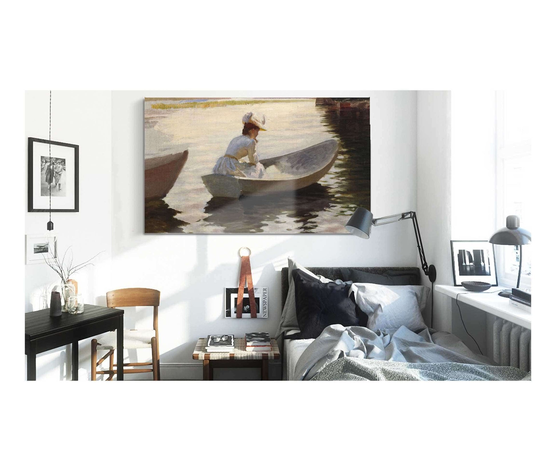 Woman In A Boat By Albert Edelfelt