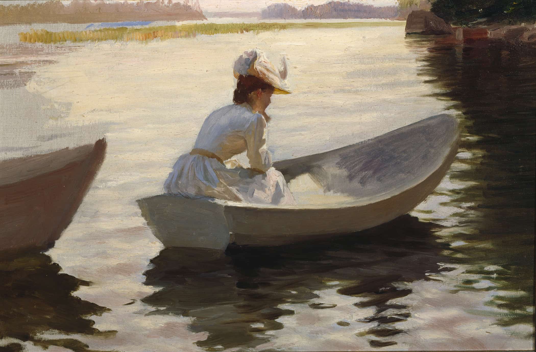 Woman In A Boat By Albert Edelfelt