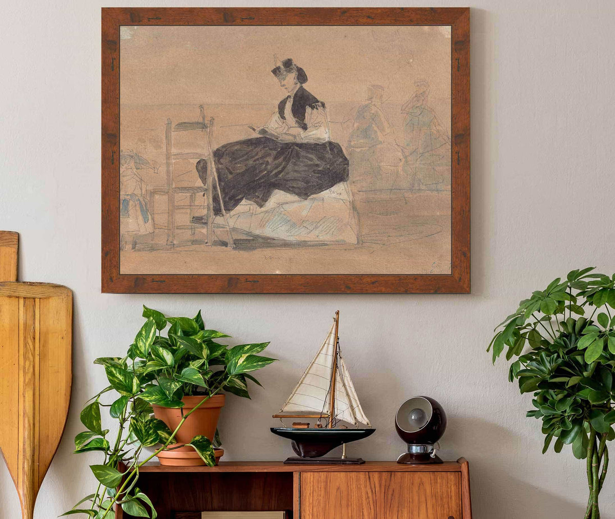 Woman In A Crinoline On The Beach Of Trouville by Eugene Boudin