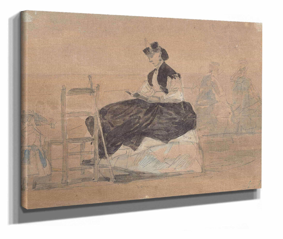 Woman In A Crinoline On The Beach Of Trouville by Eugene Boudin