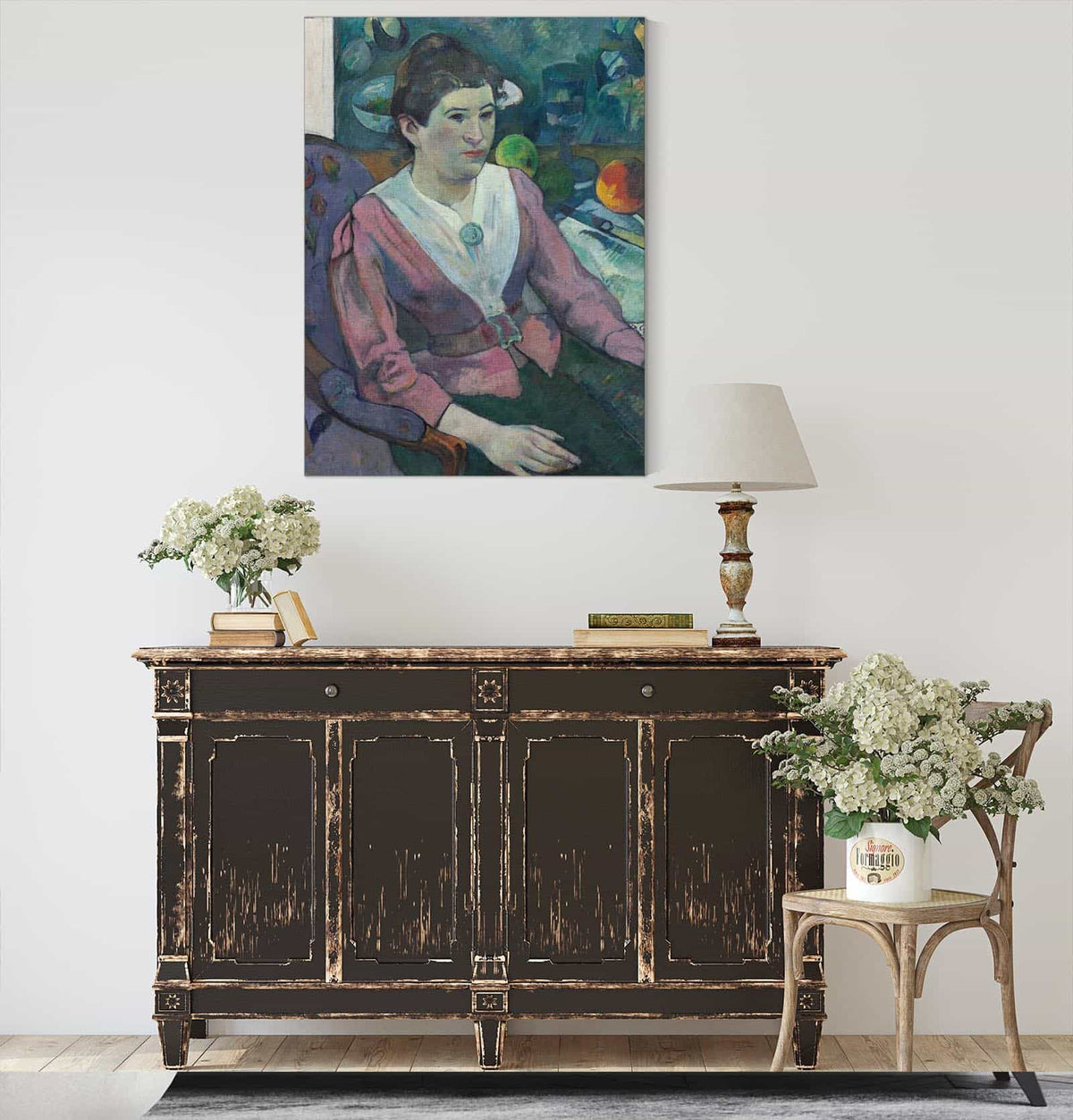 Woman In Front Of A Still Life By Cezanne by Paul Gauguin