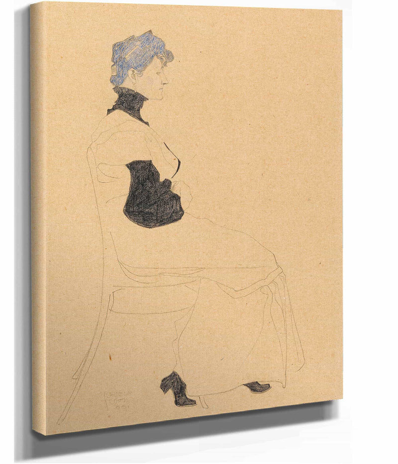 Woman In Profile Seated In A Chair by Egon Schiele