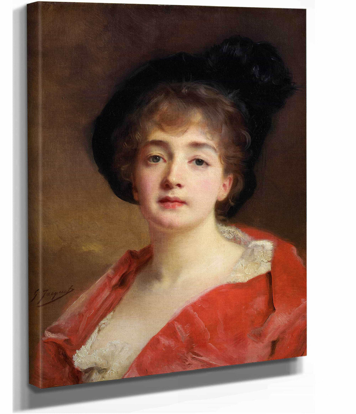 Woman In Red   by Gustave Jean Jacquet