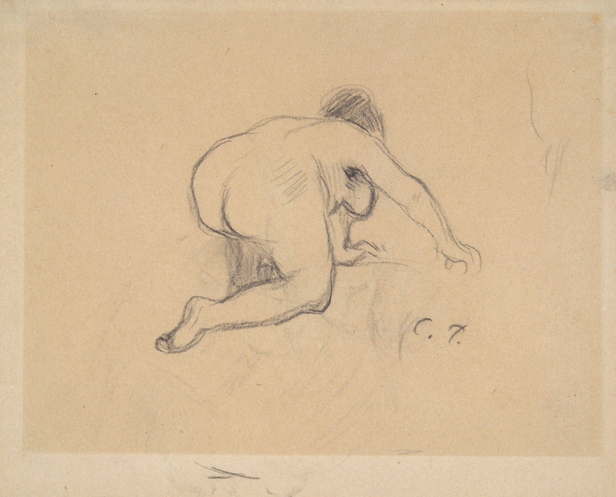 Woman Kneeling Mid To Late Th Century by Camille Pissarro