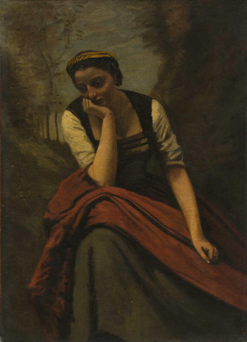 Woman Meditating After by Jean Baptiste Camille Corot