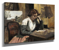Woman Reading In The Studio by Jean Baptiste Camille Corot