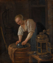 Woman Scouring Metalware  by Jan Steen