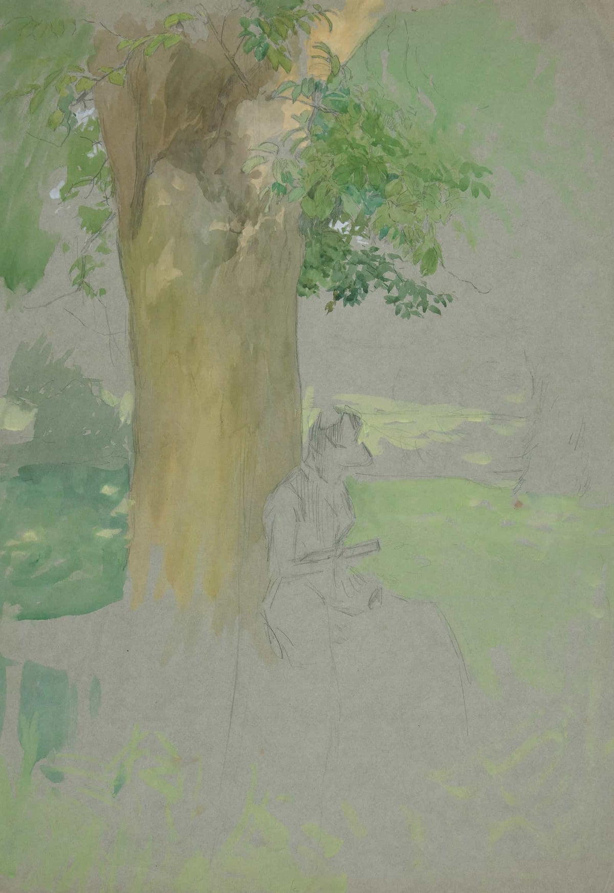 Woman Seated Beneath A Tree Reading by Edwin Austin Abbey