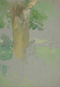 Woman Seated Beneath A Tree Reading by Edwin Austin Abbey