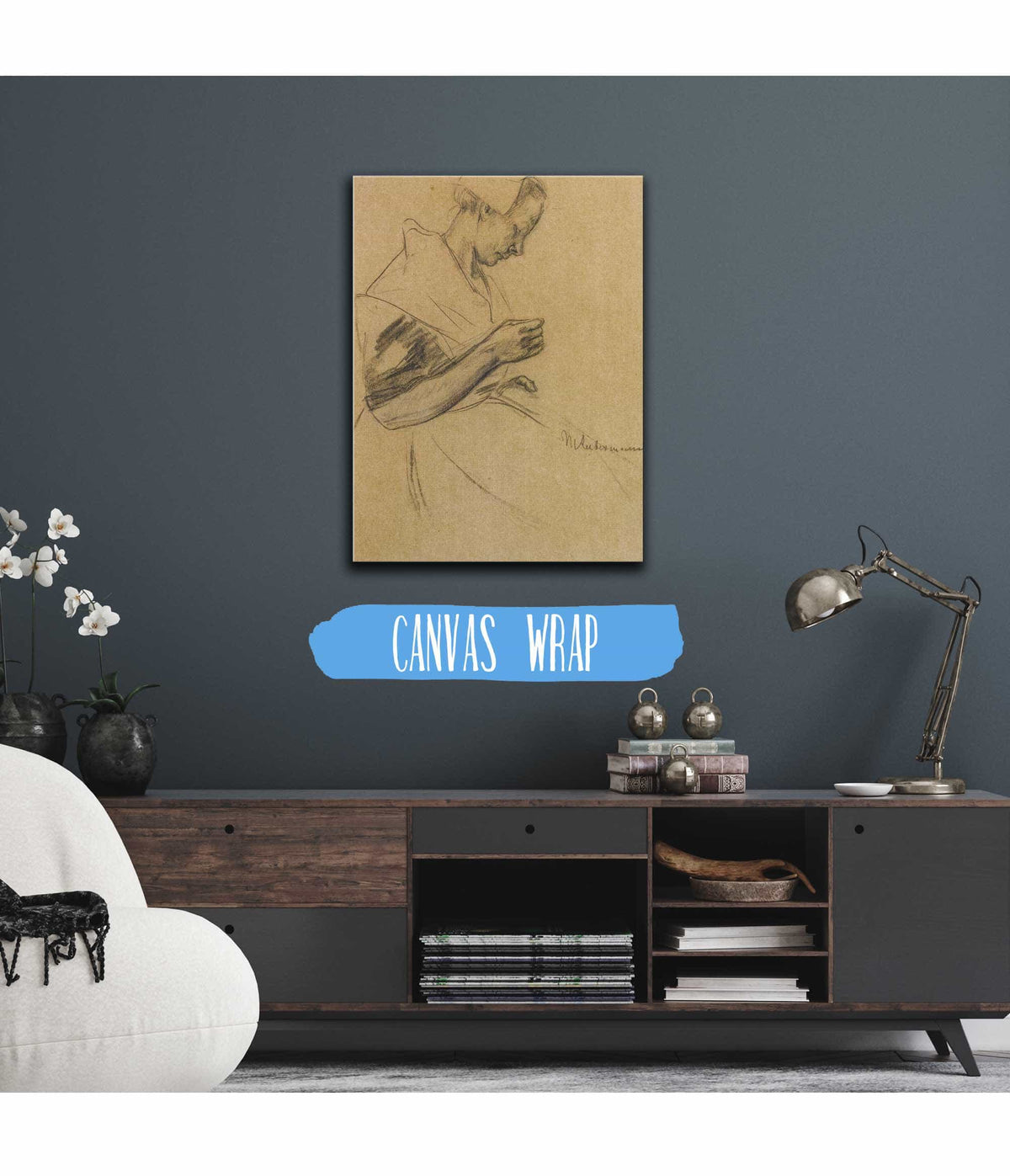 Woman Sewing by Max Liebermann