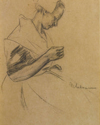 Woman Sewing by Max Liebermann
