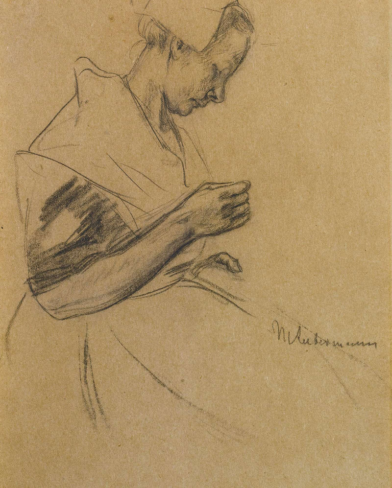 Woman Sewing by Max Liebermann