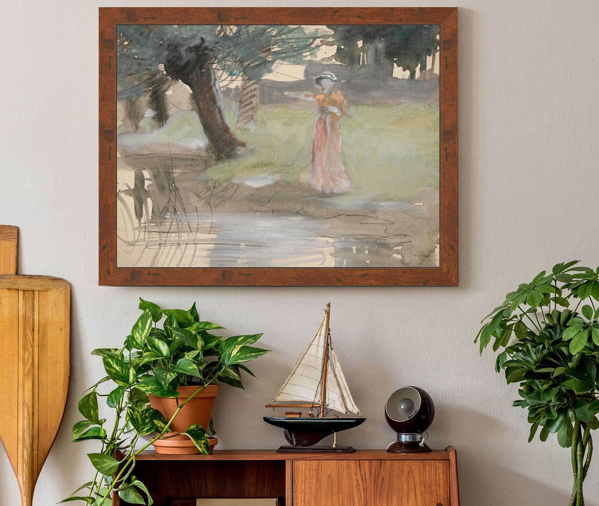 Woman Standing By A Riverbank by Edwin Austin Abbey