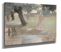 Woman Standing By A Riverbank by Edwin Austin Abbey