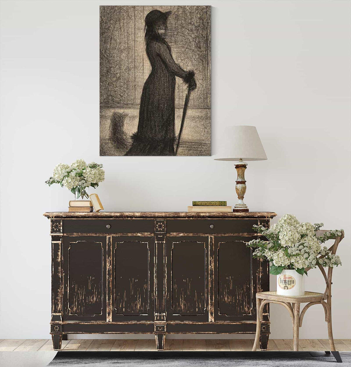 Woman Strolling Une Elegante by Georges Seurat