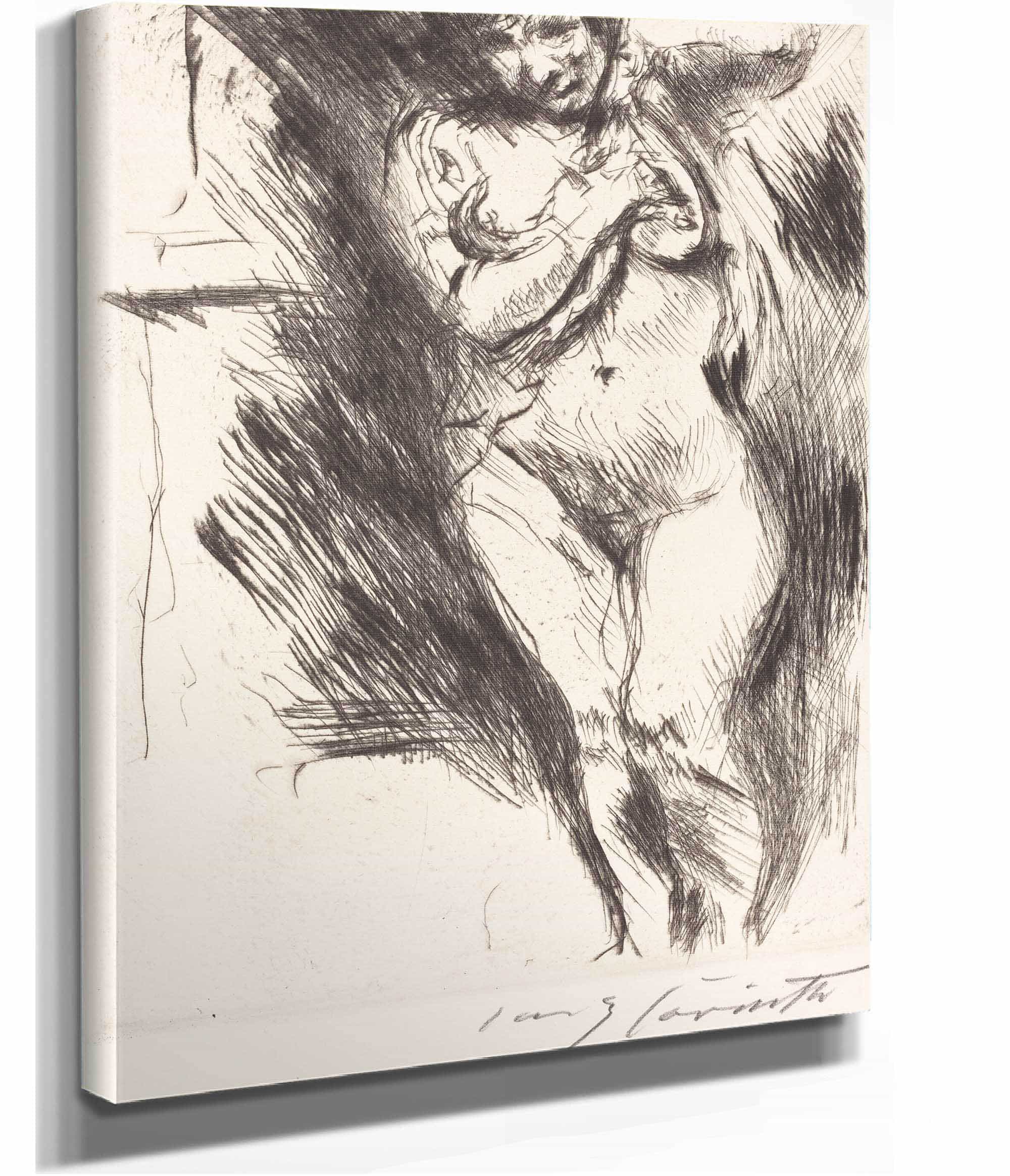 Woman Undressing Akt Mit Hochgehobenem Hemd by Lovis Corinth