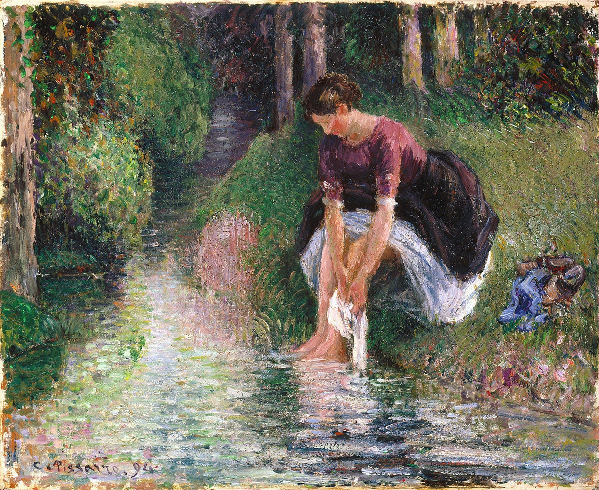 Woman Washing Her Feet In A Brook by Camille Pissarro