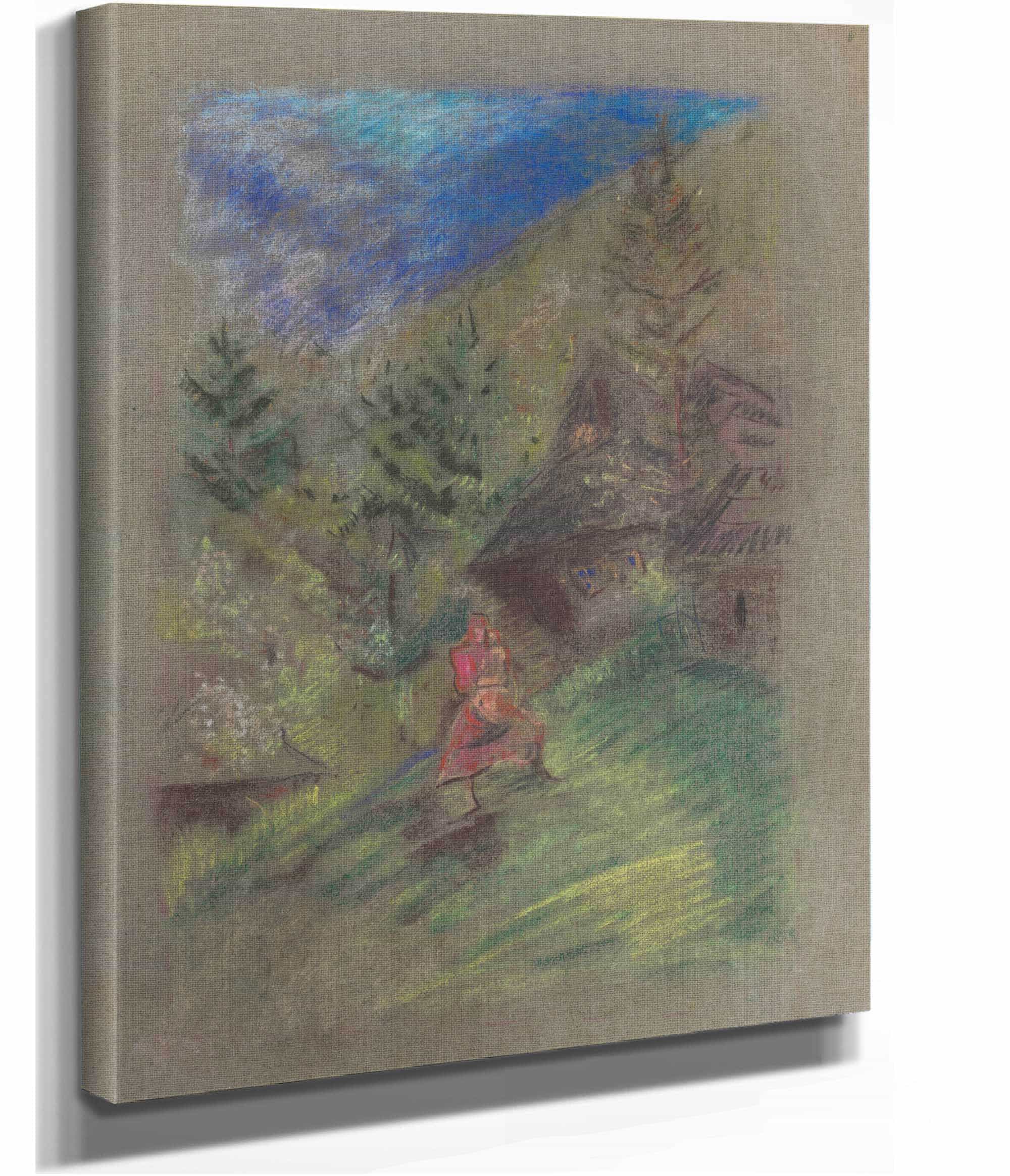 Woman With A Child In Front Of Cottages   by Arnold Peter Weisz Kubincan