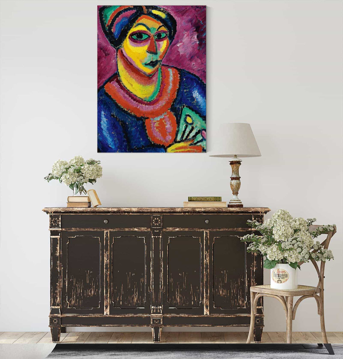 Woman With A Green Fan by Alexej Von Jawlensky