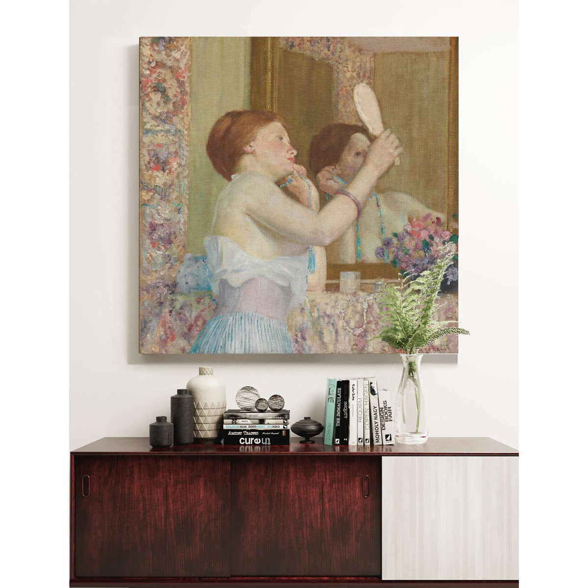 Woman With A Mirror Femme Qui Se Mire by Frederick Carl Frieseke