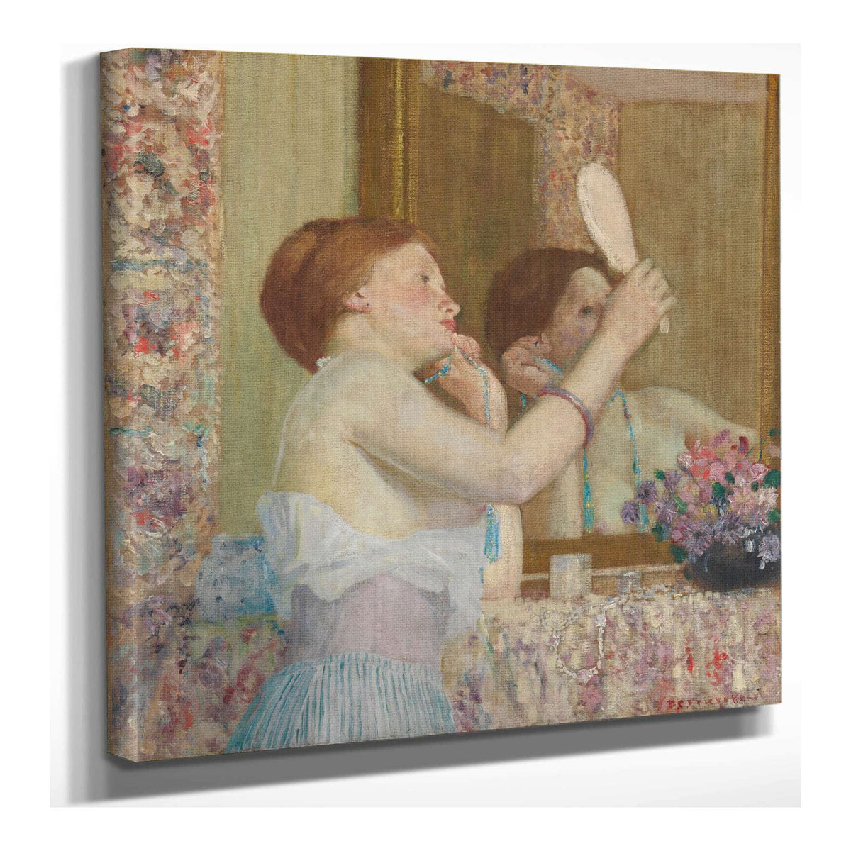 Woman With A Mirror Femme Qui Se Mire by Frederick Carl Frieseke