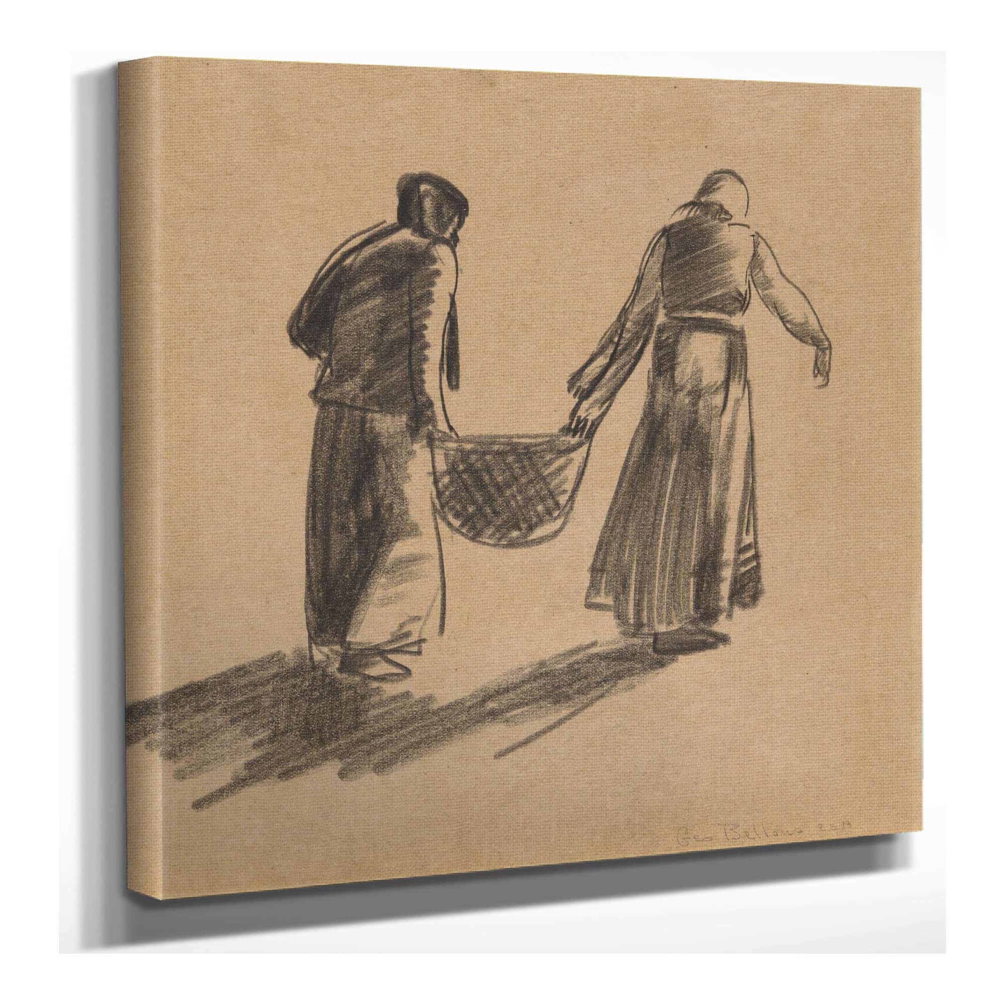 Woman With Basket And Cover Sheet With Printing Instructions by George Wesley Bellows