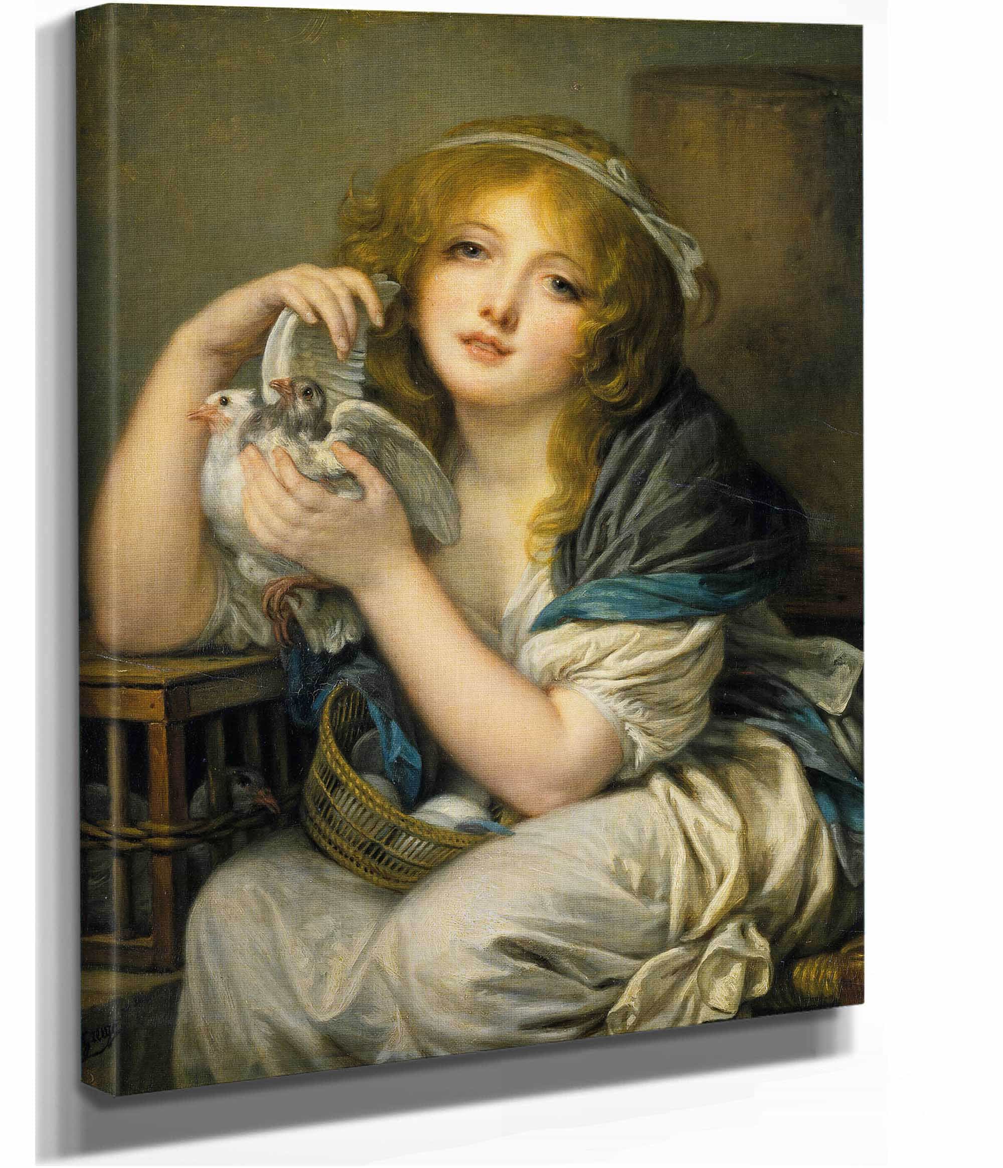 Woman With Doves  by Jean Baptiste Greuze