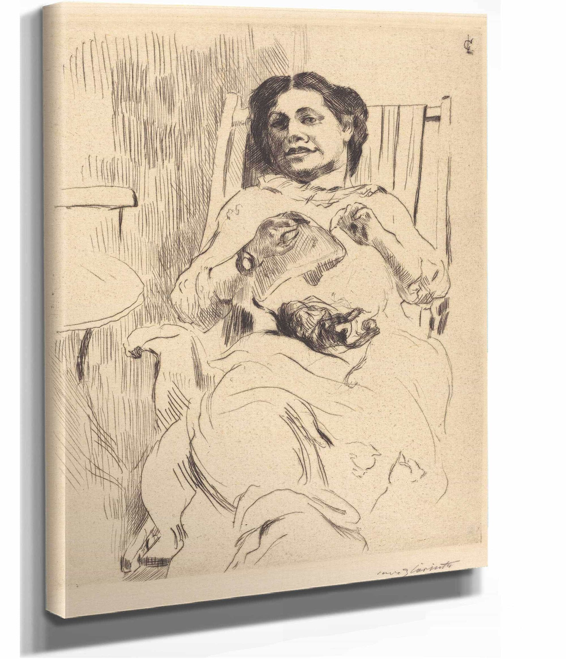 Woman With Needlework Frau Mit Handarbeit by Lovis Corinth