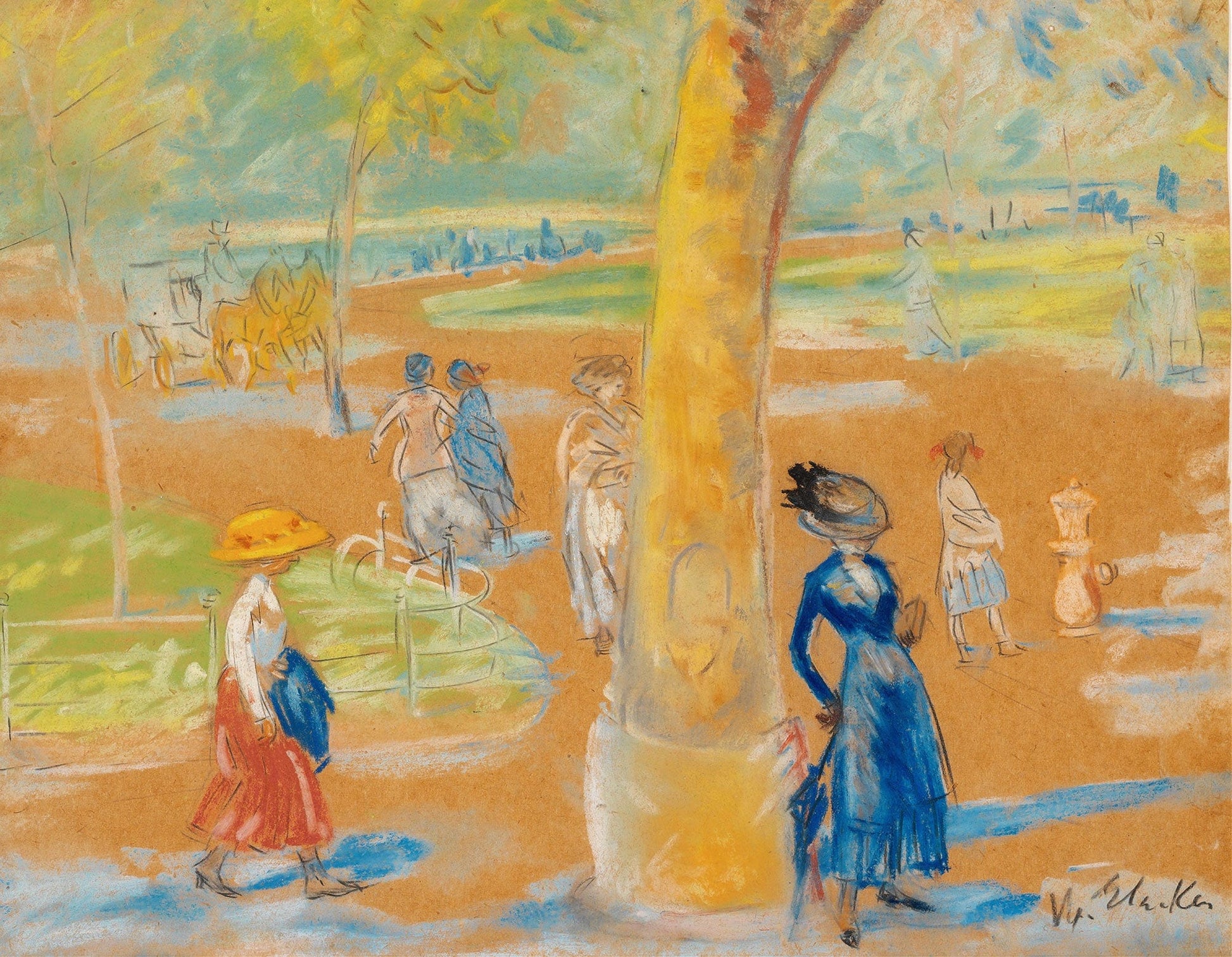 Woman With Umbrella Washington Square by William James Glackens