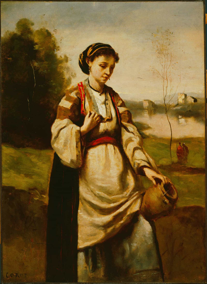 Woman With Water Jar by Jean Baptiste Camille Corot