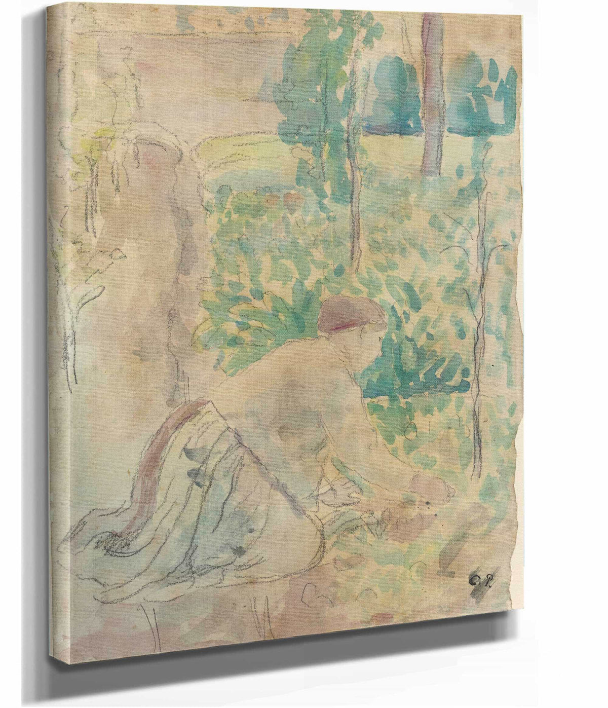 Woman Working In A Garden by Camille Pissarro