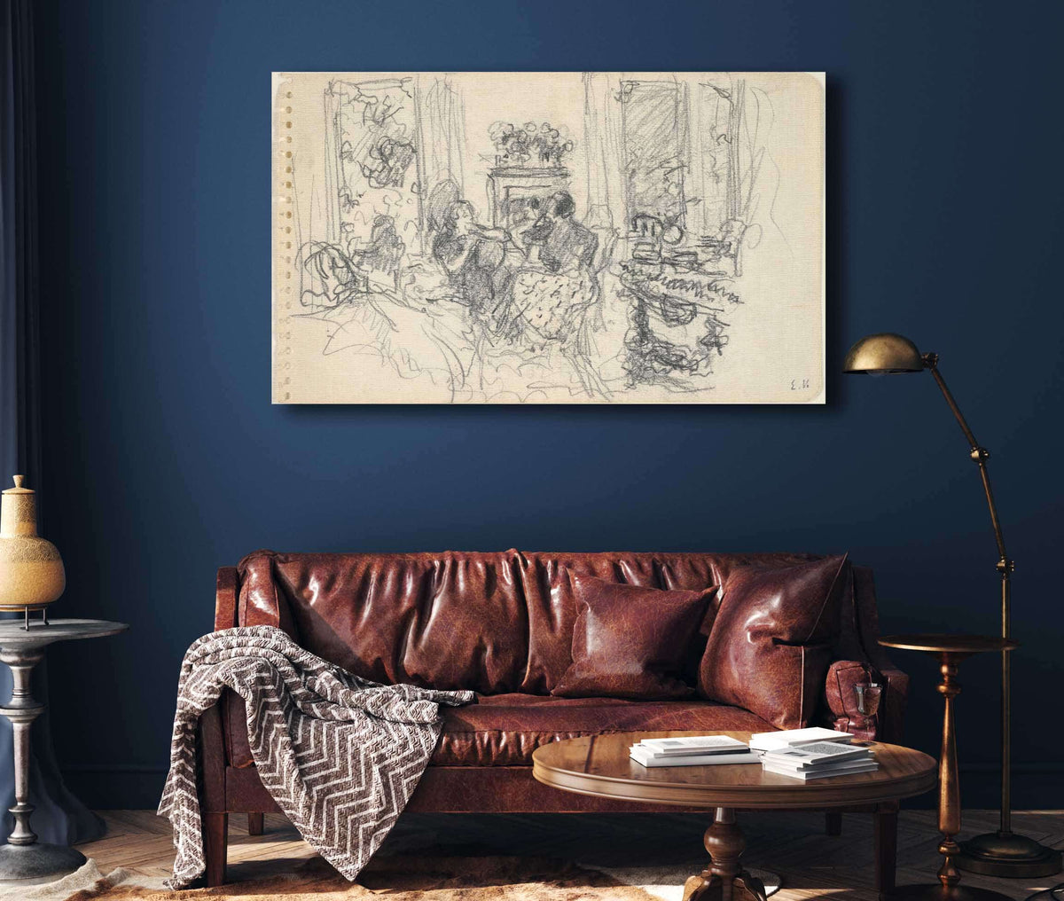 Women Conversing In A Salon With Open Windows And A Fireplace by Edouard Vuillard