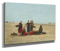 Women On The Beach At Berck by Eugene Boudin