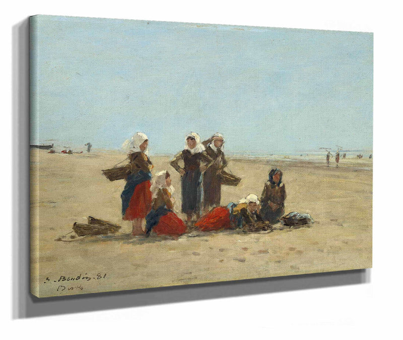 Women On The Beach At Berck by Eugene Boudin
