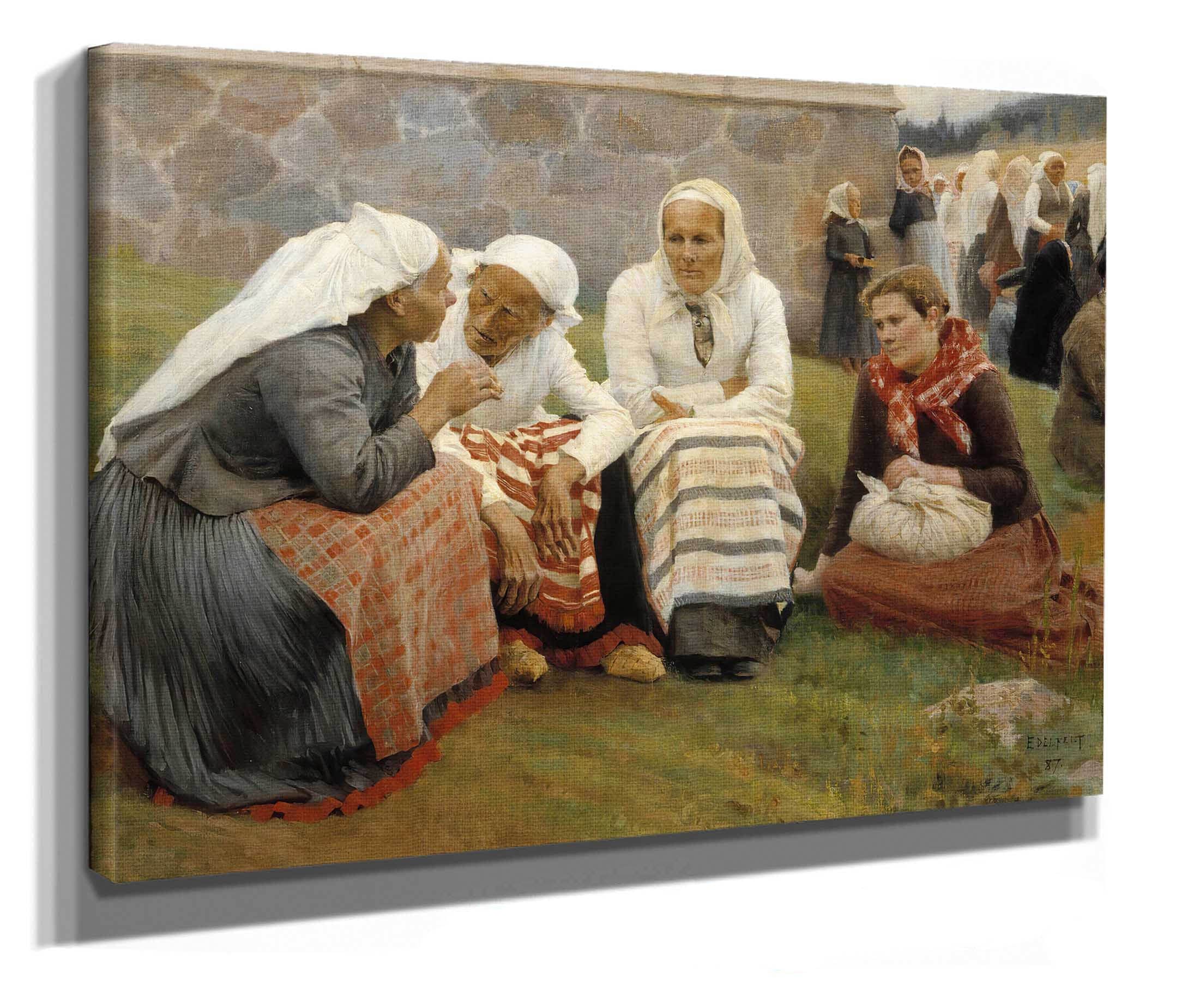 Women Outside The Church At Ruokolahti by Albert Edelfelt