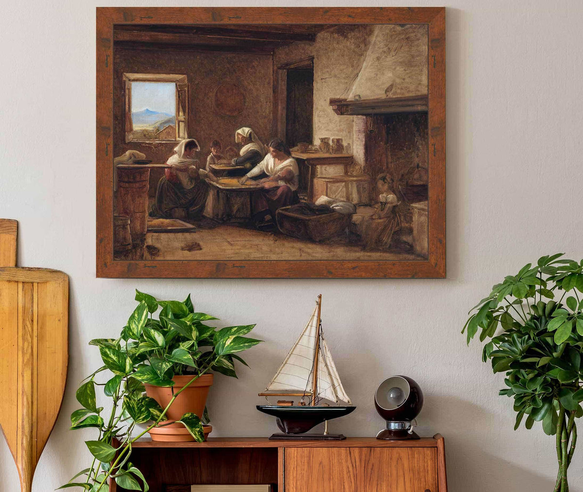 Women Working In The Kitchen Of A Farmhouse Near Olevano Italy by Wilhelm Marstrand