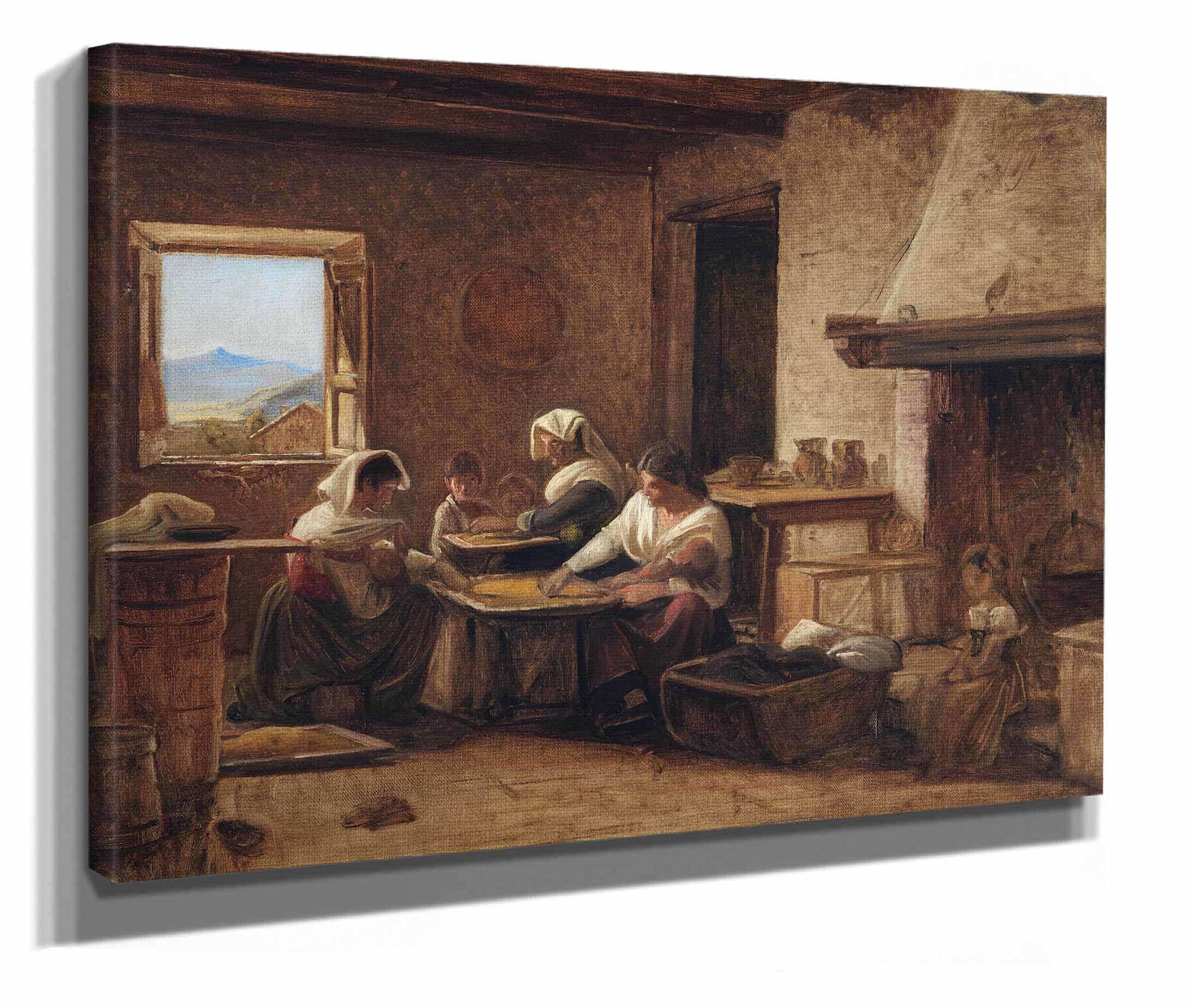 Women Working In The Kitchen Of A Farmhouse Near Olevano Italy by Wilhelm Marstrand